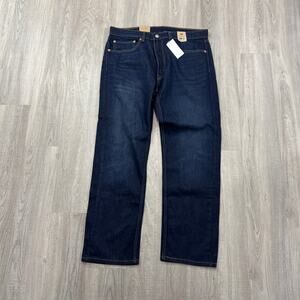 Levis 505 Regular Fit Jeans Men's 36x30 Blue Dark Wash Western Rodeo Ranch NEW